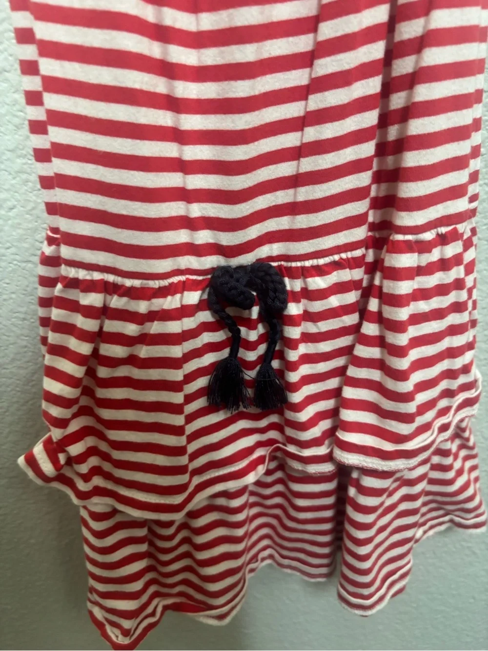 OshKosh B'gosh Red and White Striped Girls Sundress with Navy Straps